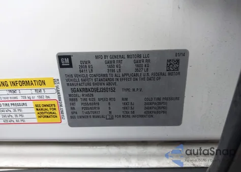 2014 Buick Enclave Leather из США, поврежденный, VIN 5GAKRBKD9EJ260152